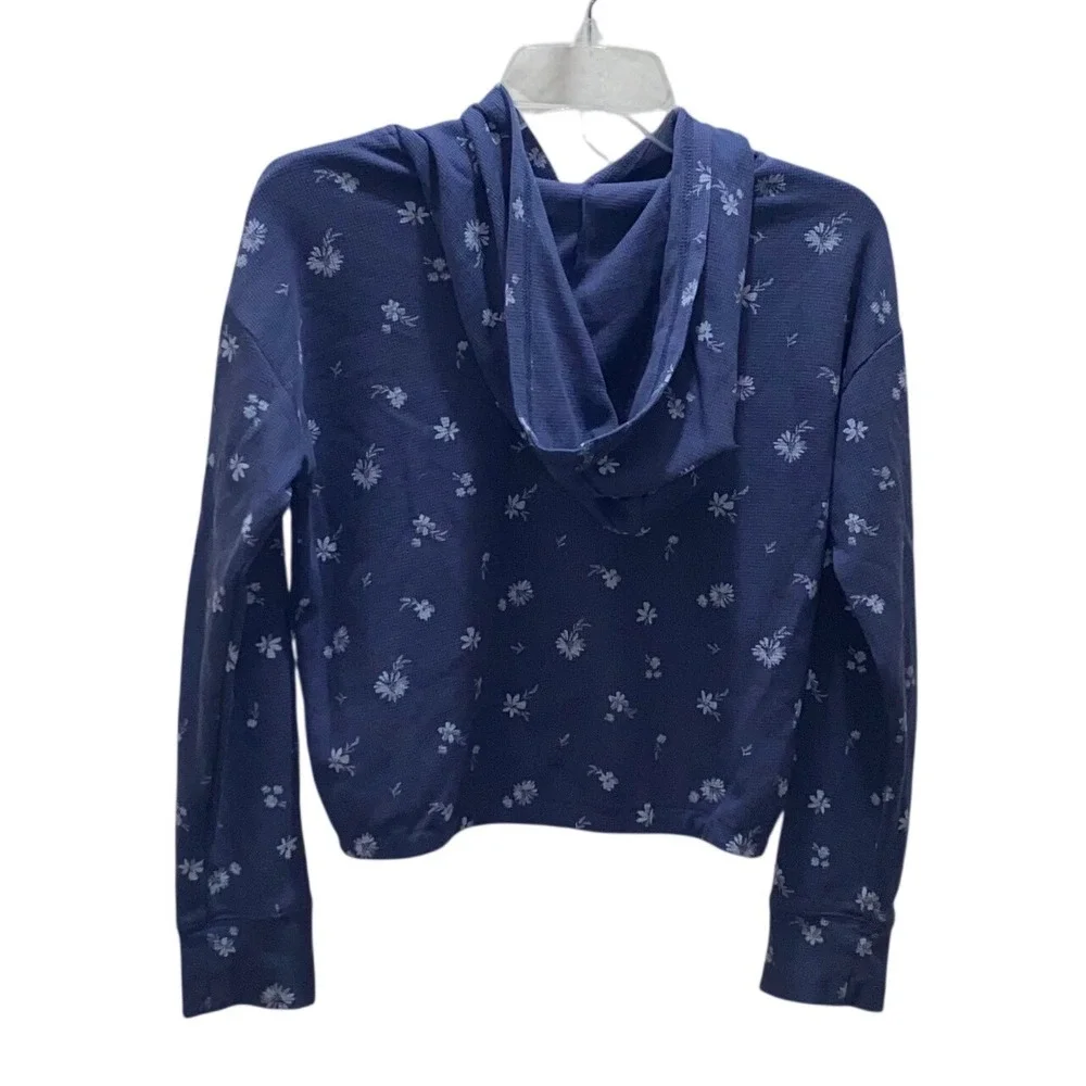 OshKosh B'gosh‎ Girls 14 14A Blue Floral Waffle Knit Hoodie
